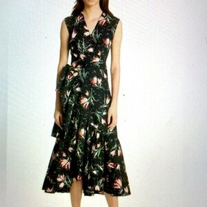 Rebecca Taylor black floral wrap dress sz 6